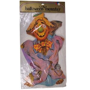 Vintage C.A. REED 34" Halloween Monster Scarecrow Die Cut Paper Decoration NOS‎